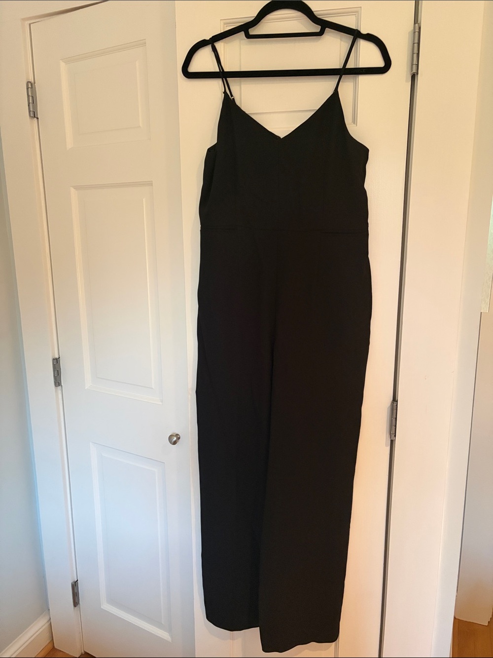 Anthropologie Black Spaghetti-Strap Wide-Leg Jumpsuit